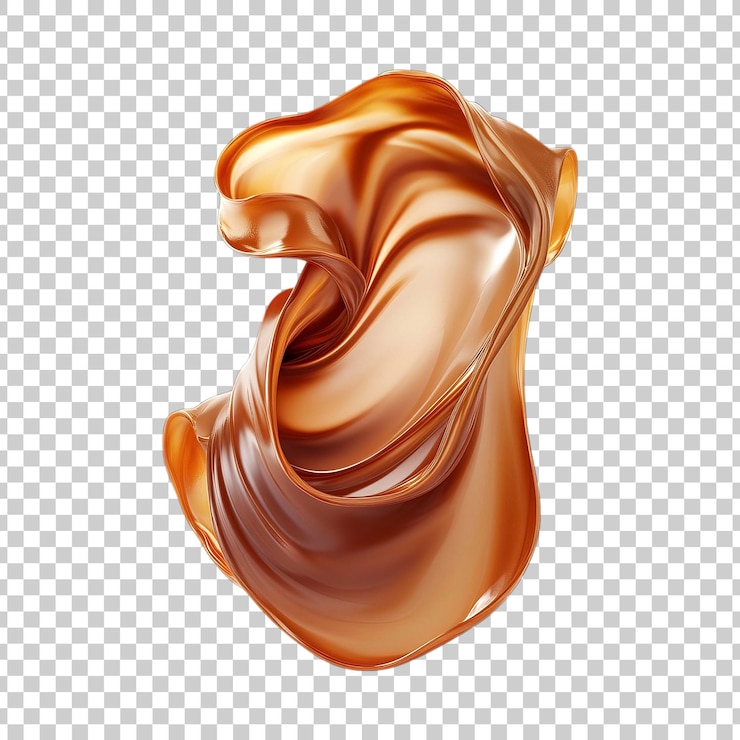 PSD flujo artístico abstracto de textura marrón sedosa sobre un fondo transparente