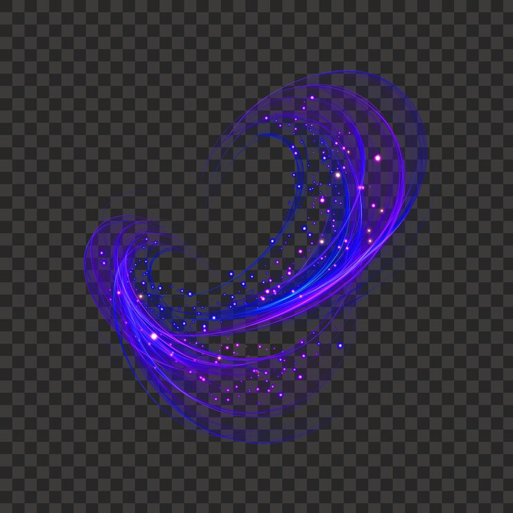 PSD flujo de energía de luz de neón con brillo azul púrpura aislado fondo transparente png