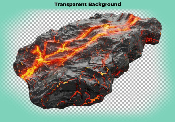 PSD el flujo de lava aislado en un fondo transparente