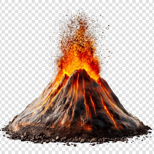El flujo de lava del volcán en erupción Explosión ardiente