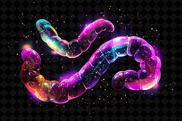 PSD fluoreszierende gummiwürmer, gebildet mit zerbrochenem gummiwurm pie neonfarbe lebensmittel getränk y2k-kollektion
