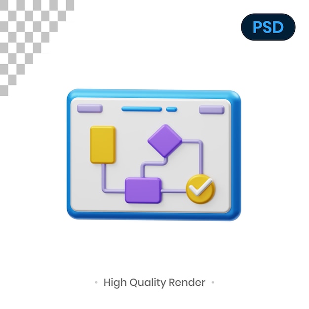 Flussdiagramm 3D-Symbol Premium Psd