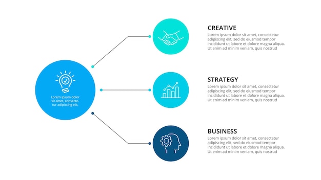 Flussdiagramm-Infografik-Vorlage mit 3 Schritten oder Optionen Business-Vorlage für die Präsentation