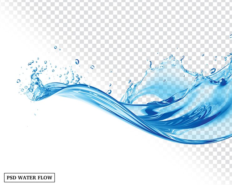 PSD flusso d'acqua spruzzi d'acqua trasparenti isolati