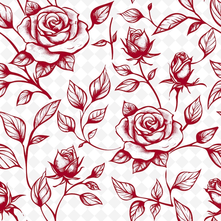PSD flustiges blumenmuster mit einer art rose-ikonen und zarten linien natur-inspirierte abstrakte konturkunst