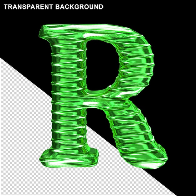 Fluted green letter r