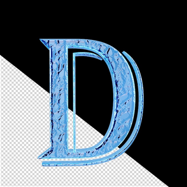 PSD fluted ice 3d symbol left side view letter a