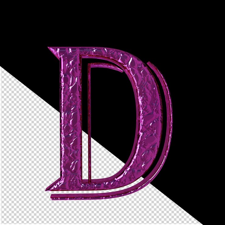 PSD fluted purple symbol letter d