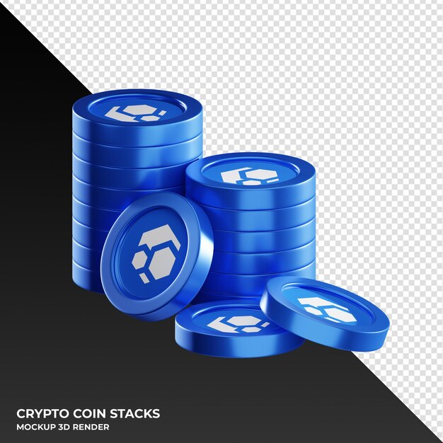 Flux coin stacks cryptocurrency 3D Render ilustración