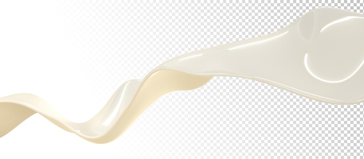 PSD flux de lait crème yogourt ou boisson laitière rendu 3d vague blanche de lotion shampooing ou savon avec texture liquide brillante soin de la peau maquette de produit cosmétique naturel bannière promotionnelle illustration 3d