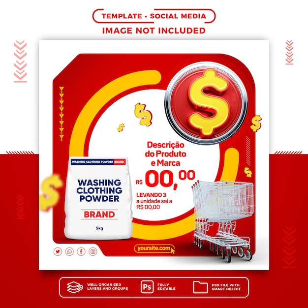 Flux de médias sociaux de supermarché pour les offres de lessive