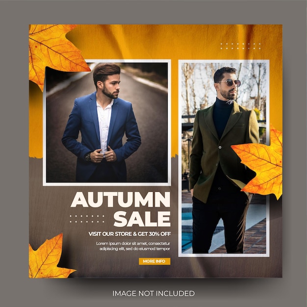 Flux De Publication Sur Les Réseaux Sociaux Instagram De Vente De Mode D'automne Pour Hommes