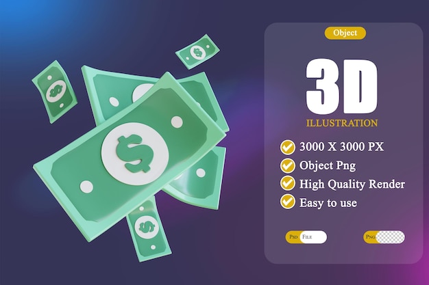 Fluxo 3 do dólar do dinheiro da ilustração 3d