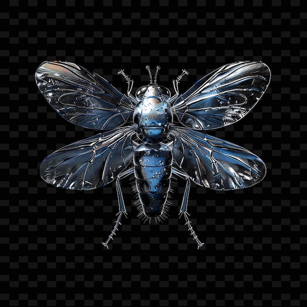 PSD fly blowfly avec corps métallique formé dans le matériau de l'huile transparence forme animale art abstrait