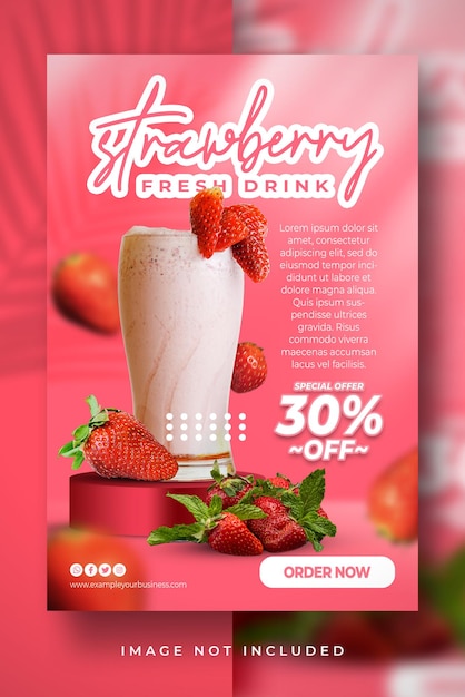 PSD flyer d'affiche de promotion de menu sucré de fruits spéciaux de boisson fraîche afficher un nouveau modèle de bannière de menu de boisson