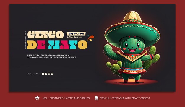 PSD un flyer et une bannière du psd cinco de mayo