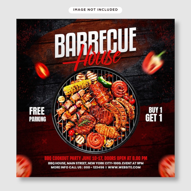 PSD flyer barbecue et modèle apost sur les réseaux sociaux