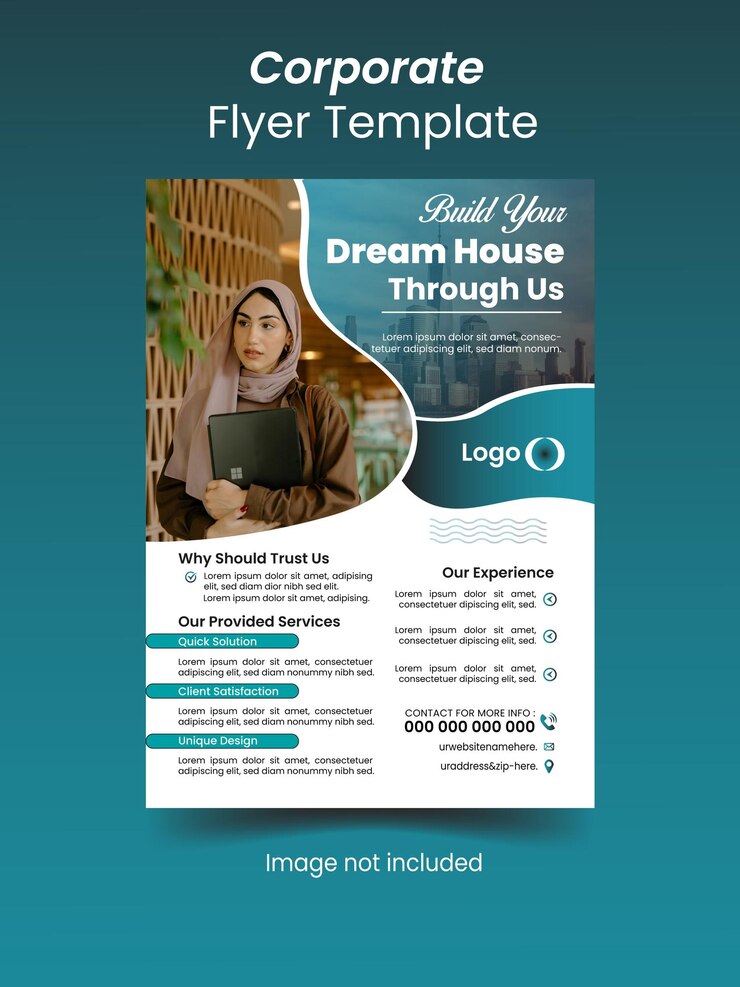Flyer de bienes raíces corporativos y construcción de casas de ensueño
