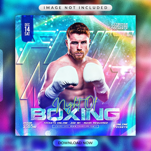 PSD flyer de boxe ou modèle de bannière de médias sociaux