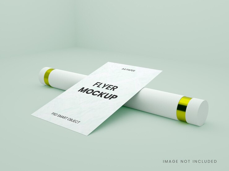 flyer brochure mockup vista laterale rendering