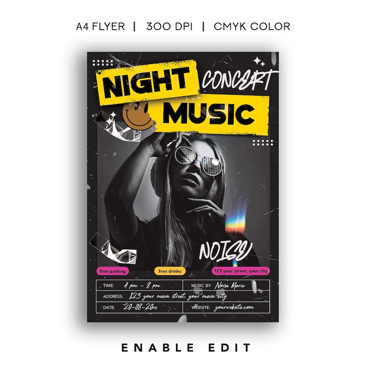PSD flyer de concert de musique