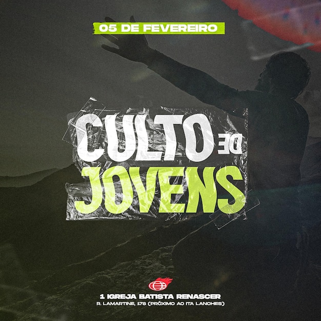 PSD flyer de culto jovem encuentro de esprito y adorao