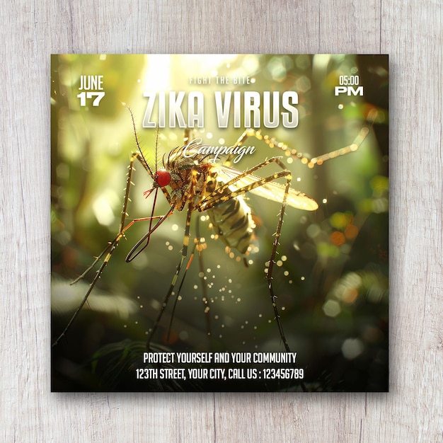 PSD flyer da campanha de conscientização sobre o vírus chikungunya postado nas redes sociais