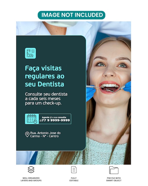 Flyer da Clínica Dentária Encoraja a Visitas Regulares ao Dentista