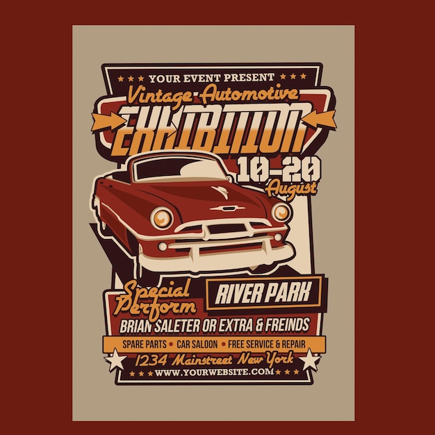 Flyer da exposição de carros antigos