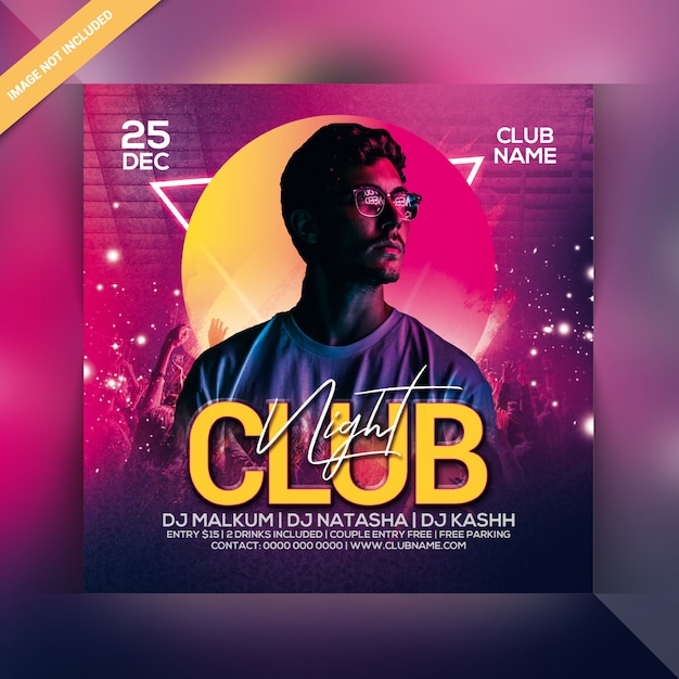 Flyer da festa da noite do clube