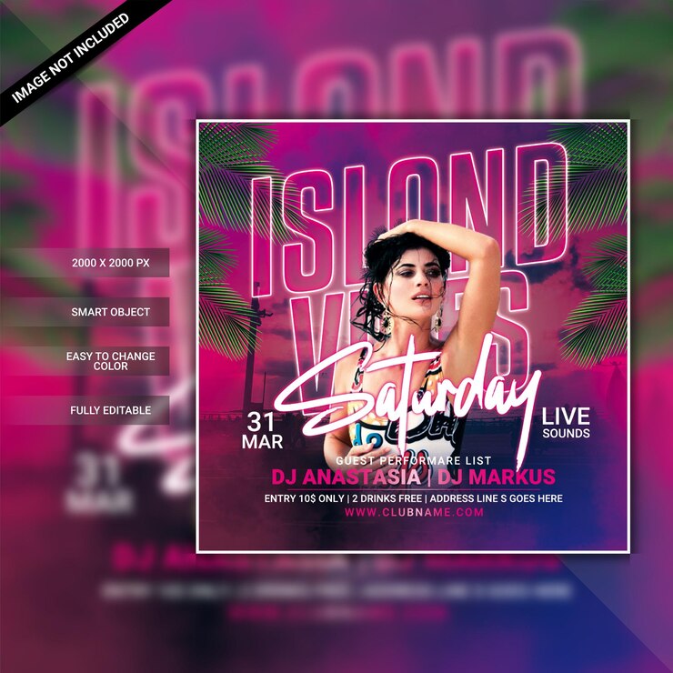 PSD flyer da festa do clube de verão island vibes