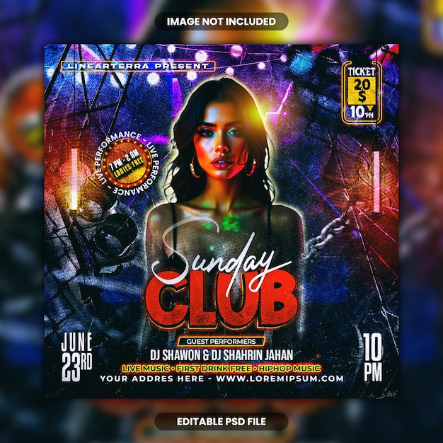 Flyer da Festa do Domingo do Clube