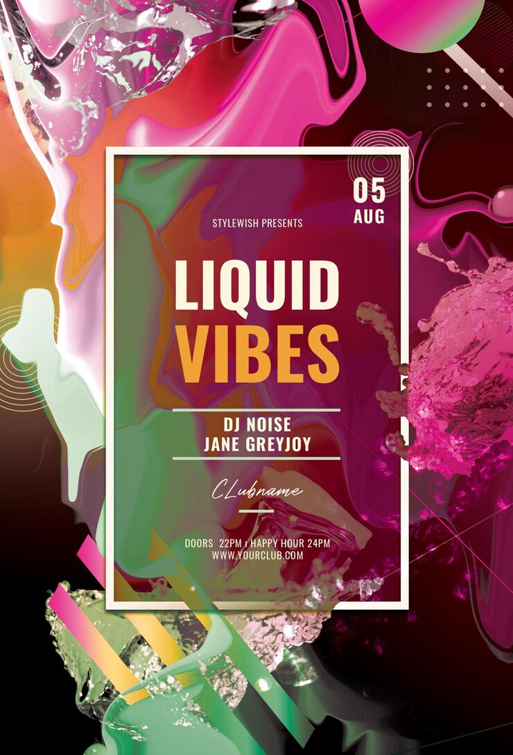 PSD flyer da festa liquid vibes