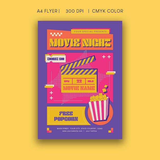 Flyer da noite do cinema