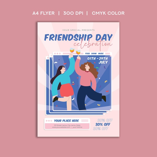 Flyer de celebração do Dia da Amizade