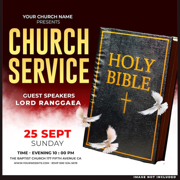Flyer de conferência da igreja, postagem de mídia social, modelo de banner da web