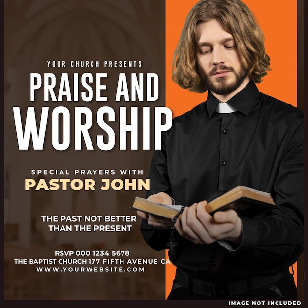 Flyer de conferência da igreja, postagem de mídia social, modelo de banner da web