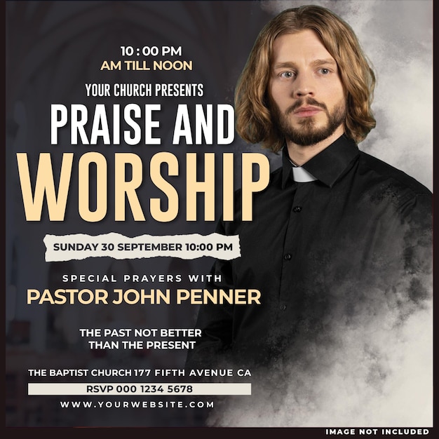 Flyer de conferência da igreja, postagem de mídia social, modelo de banner da web