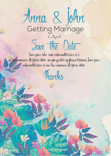 PSD flyer de convite de casamento