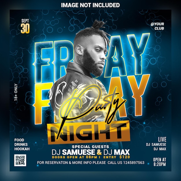 Flyer de festa de discoteca, postagem de mídia social e modelo de banner da web psd