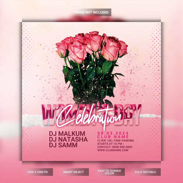 PSD flyer de festa do dia da mulher ou postagem nas redes sociais