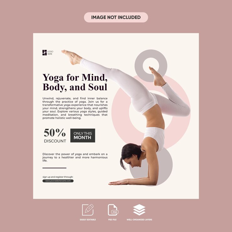 PSD flyer de mídia social do psd yoga