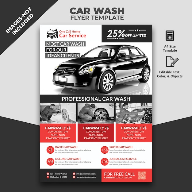 Flyer de oferta de lavagem de automóveis para serviços de detalhamento de automóveis