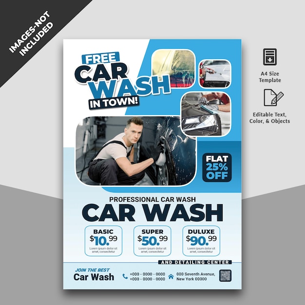 Flyer de promoção de lavagem de carros