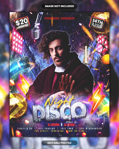 Flyer de uma festa de discoteca