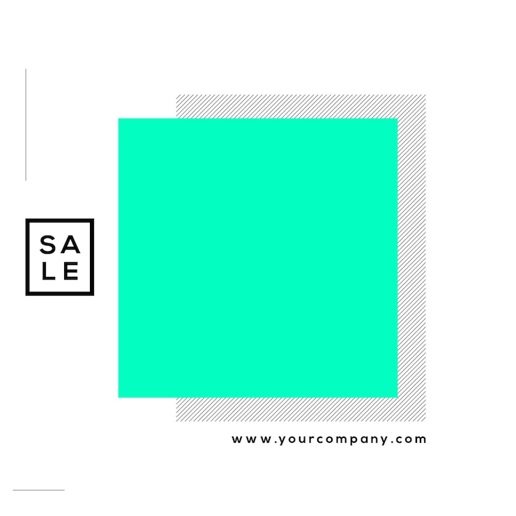 PSD flyer de venda moderno com quadrado de teal e elementos geométricos