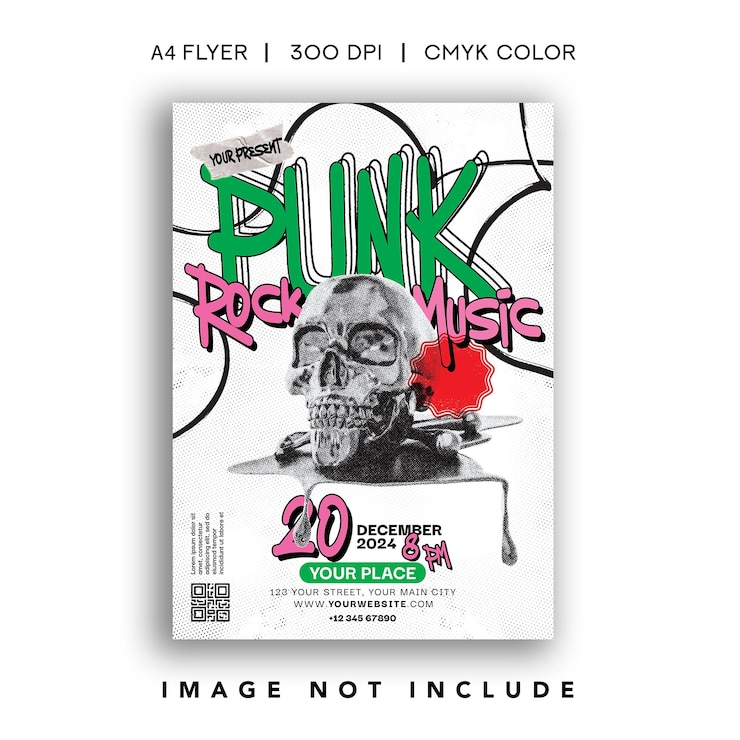 PSD flyer del concerto di musica punk rock