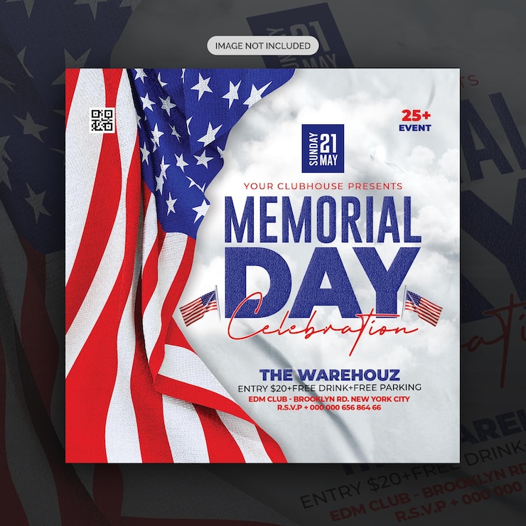 PSD flyer del memorial day post sui social media e banner web