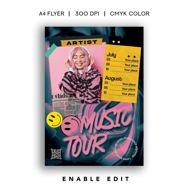 PSD flyer del tour musicale
