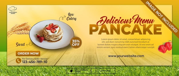 PSD un flyer delicioso menú pancake con imagen en él